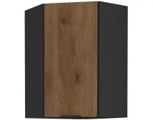 VELO 60x60 GN-90 1F szafka kuchenna wisząca narożna (45°) czarny mat / orzech okapi